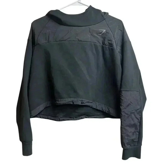 Gymshark Venture Hoodie Cropped Pullover2 Raglan Boxy Activewear Black Medium - Picture 1 of 11
